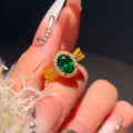 wholesale S925 Silver 6*8mm Simulated Emerald Dainty and Fashion Ring for Spring and Summer Seasons by Zhuozhifan Jewelry-0-3