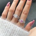 wholesale S925 Sterling Silver European and American Cross-Border INS New Geometric 8A Ice Flower Cut Women's Ring, Advanced Fashion Versatile Women's Jewelry-0-1