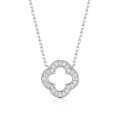 wholesale 925 Sterling Silver Edged Four-Leaf Clover Bracelet with Stone Inlay, Ins Light Luxury High-End Lucky Four-Leaf Flower Necklace-0-6