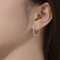 wholesale S925 Sterling Silver European and American Wedding Style U-Shaped Earrings for Women, High-End Round Circle Row Diamond Elegant and Sophisticated Stud Earrings-0-2
