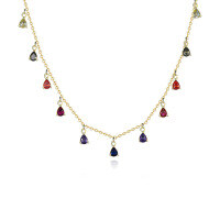 wholesale 925 Sterling Silver Colored Gemstone Necklace, Women's Small Cross-border Retro Ins Tassel Drop Zircon Choker Collarbone Chain-A2630-Gold 925 Silver