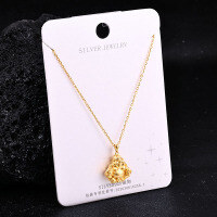 S925 Sterling Silver K Gold Pendant Necklace with Gourd and Plain Pi-S925 Sterling Silver YD-7848QJ 925 Silver