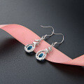 wholesale S925 Sterling Silver Blue Crystal Earrings, Pure Silver Earrings, Small Batch Design, High-End, Unique Style, Zircon Long Drop Earrings-0-2