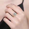 S925 Sterling Silver Four-Prong Square Emerald Cut Moissanite Cross-Border Wedding Ring Wholesale-0-2