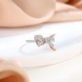 wholesale S925 Sterling Silver New Twist Bow Ring with Zirconia for Women, Design Row Ring, European-style Wedding Band, High-end-0-4