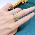 wholesale Metal: 925 Silver, Zuo Zhifan New High Carbon Diamond Ancestral Yellow Diamond 5*7mm Radiant Cut, Popular European and American Style Ring for Women-0-1