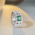wholesale S925 Sterling Silver New Style Women's Emerald Cut Ring Cross-Border Europe and America Full Diamond High Carbon Diamond Ring-0-2