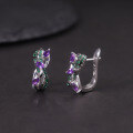 wholesale S925 Silver new design-inspired natural topaz earrings with cluster-set garnet, peridot, and amethyst gemstones-0-0