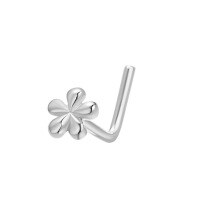 wholesale 925 Sterling Silver L-Shaped Floral Nose Ring for women-Platinum S925 (single)