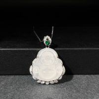 wholesale Plated Silver New Chinese Style Buddha Necklace for Women, Natural Chalcedony High-Ice Big Belly Buddha Chain Temple Gift Best-Seller Wholesale-White Chalcedony-XL195-T Copper