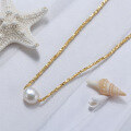 wholesale S925 Sterling Silver 14K Gold Crushed Silver Chain Baroque Pearl Necklace, Retro and High-End-0-0