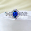 wholesale S925 Sterling Silver 4*6mm Red and Blue Sapphire Ins Style Daily Minimalist Versatile Ring for Women,-0-5