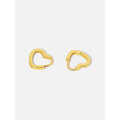 wholesale S925 Sterling Silver Minimalist Hollow-out Heart Ear Clasps, Versatile Shiny Earrings-0-1