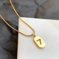 wholesale 925 Sterling Silver Digital 7 Necklace for Women, Summer Minimalist Design Small Luxury Choker Necklace 2021-No. 7 Lovely Wife Necklace--K Yellow 925 Silver