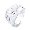 wholesale S925 Sterling Silver European and American Minimalist Volcanic Lava Irregular Set Trendy Open Ring-0-4