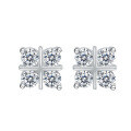 wholesale S925 Sterling Silver Cross Moissanite Square Sugar Stud Earrings, Simple and Elegant Fashion Women's Wholesale-0-4