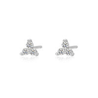 wholesale S925 Sterling Silver Cross-border Star Earrings With Zirconia And Geometric Floral Design-E2543-White Gold 925 Silver
