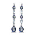 wholesale S925 Silver Natural Gemstone Topaz Stud Earrings, Fashionable and Luxurious French Back Earrings-0-6