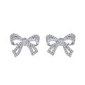 wholesale S925 Sterling Silver Cross-Border New Set of Women's Diamond-Encrusted Bow Necklace and Earrings with Exquisite and Stylish Design-0-5
