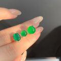 wholesale S925 Sterling Silver Chinese Style New Chinese Emperor Green Chalcedony Stud Earrings Round Cabochon Natural Agate Classic High-End-0-0