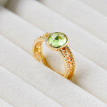wholesale S925 silver plated with 14k gold Japanese retro-style green olive ring for wholesale from jewelry source manufacturers-0-3