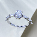 wholesale S925 Silver NewRing Women's RingOval Egg-shaped Diamond Ring Wholesale Cross-border Live-0-3