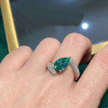wholesale Platinum & Diamond New Teardrop Paraiba 7x11 Ice-Cut Halo Full DiamondIns Ring-0-2