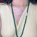 wholesale 925 Silver Gold-Plated Pendant Chain with High-Carbon Diamonds and Green Agate, New Chinese Oriental Art Women's Beaded Necklace-0-1