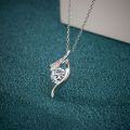 S925 Sterling Silver 1-Carat Sparkling Diamond Pendant Necklace Women's Simple Elegant-0-1
