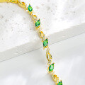 wholesale S925 Sterling Silver Forest Style Bracelet for Women, Summer Versatile Green Crystal Zircon Bracelet Accessory-0-3