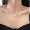 wholesale 925 Silver Fresh and Sweet Ins-Style Niche Design Diamond-Inlaid Brushed Five-Petal Flower Necklace Y02148-0-1