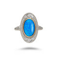 wholesale S925 silver jewelry manufacturer wholesale French design retro British style synthetic opal ring-0-4