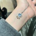 wholesale S925 Sterling Silver Seaside Fantasy New Chinese Retro Style Natural Aquamarine Ruyi Lock Necklace Collarbone Chain-0-2
