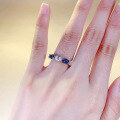 wholesale S925 Silver New Oval 4*6 White Diamond with Tanzanite Channel Set Ring for Women-0-3