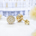 wholesale 14K Gold New Cross-Border Independent Store Bestseller Full Diamond Round Moissanite Screw Earrings Unisex-0-2