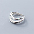 wholesale Sterling Silver S925 Women's Korean Style Minimalist Line Double Ring Trendy Lady Tail Ring J4939-0-0