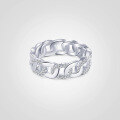 wholesale 925 Sterling Silver Original Cuban Link Chain Ring For Women With Wave Design, Hollow Zircon-cut, Luxury Ins Style-0-4