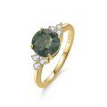 wholesale S925 sterling silver and gold Amazon 19 carat moss gemstone ring with natural dendritic agate-0-4
