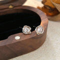 wholesale Sterling Silver S999 Rose Flower Ear Studs for Women, Fashionable and Elegant, Bohemian Style, Exquisite and Versatile Earrings, Korean Version-0-5