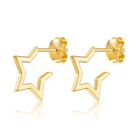 wholesale 925 Sterling Silver Minimalist Versatile Star Stud Earrings for Women, Plain Surface, Cross-Border Supply-Gold 925 silver