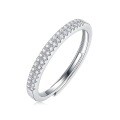 925 Sterling Silver Double Row Moissanite Cross-Border Ring, Luxe Stackable-0-3