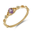 wholesale Metal material comes first DuLi versatile gemstone thin ring gentle and sweet natural amethyst / topaz ring Japanese style gratitude message-0-4