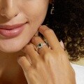 wholesale S925 Silver Full-Set Square Lab-Grown Emerald Ring with Colored Gemstones, Light Luxury Statement Finger Ring for European and American Fashion-0-1