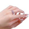 wholesale S925 Silver New Style Pink Diamond Half Eternity Ring with Full Pavé and Accent Stones for Women, Pink Moissanite-0-4