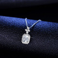 Sterling Silver 1ct Moissanite Geometric Emerald-Cut Pendant Necklace-0-1