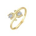wholesale S925 Sterling Silver Floral Petal Adjustable Open Ring For Women-0-0