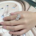 wholesale Heart-shaped 8*8 ice-cut white G-color 2-carat twin-stone couple's open ring, adjustable 6/8/1-0-2
