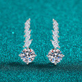 S925 Sterling Silver Moissanite Marquise Earrings with Tassels-0-4