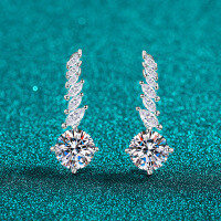 S925 Sterling Silver Moissanite Marquise Earrings with Tassels-8mm zircon  925 silver