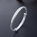 wholesale 999 Silver Six-Character Mantra Solid Bangle, Ethnic Style Retro Push-Pull Design, Smooth Surface, Mother's Solid Silver Bracelet-0-5
